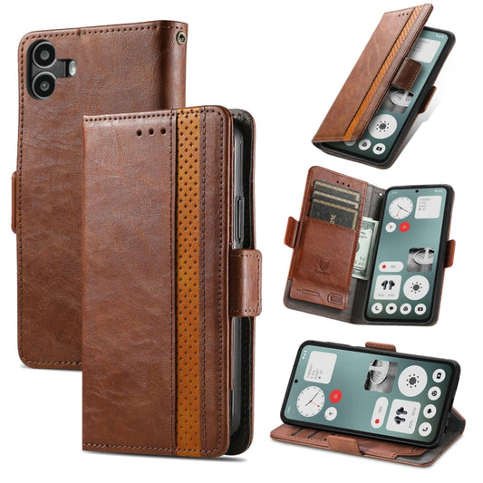 For Nothing CMF Phone 1 CaseNeo Splicing Dual Magnetic Buckle Leather Phone Case(Brown) - More Brand by buy2fix | Online Shopping UK | buy2fix