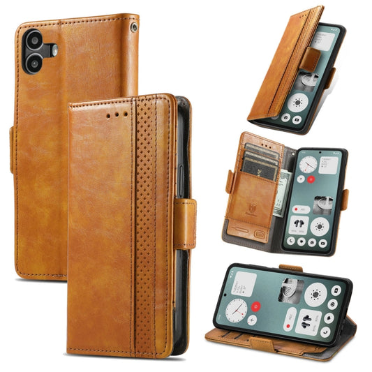 For Nothing CMF Phone 1 CaseNeo Splicing Dual Magnetic Buckle Leather Phone Case(Khaki) - More Brand by buy2fix | Online Shopping UK | buy2fix