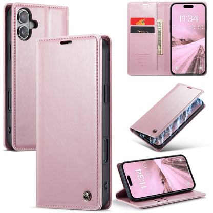 For iPhone 16 Plus CaseMe 003 Crazy Horse Texture Flip Leather Phone Case(Pink) - iPhone 16 Plus Cases by CaseMe | Online Shopping UK | buy2fix