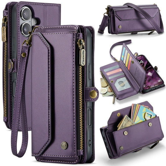 For iPhone 16 Plus CaseMe C36 Card Slots Zipper Wallet RFID Anti-theft Leather Phone Case(Purple) - iPhone 16 Plus Cases by CaseMe | Online Shopping UK | buy2fix