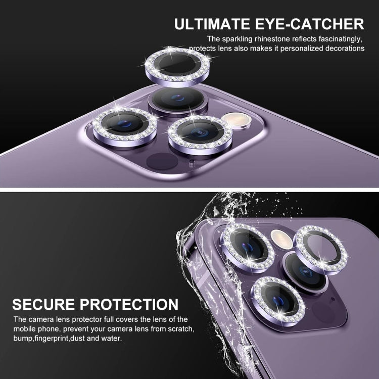 For iPhone 16 Pro / 16 Pro Max ENKAY AR Anti-reflection Individual Diamond Ring Camera Lens Glass Full Film(Deep Purple) - iPhone 16 Pro Max Tempered Glass by ENKAY | Online Shopping UK | buy2fix