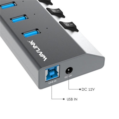 WAVLINK UH3076 5Gbps 7-port USB 3.0 Hub with Independent Switch and LED Indicator(UK Plug) - USB 3.0 HUB by WAVLINK | Online Shopping UK | buy2fix