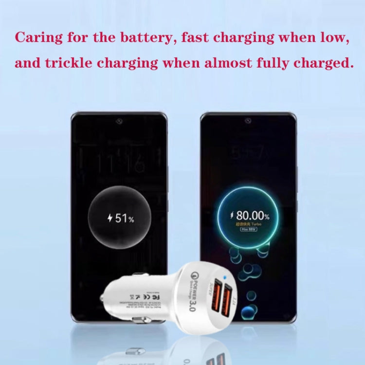 45W USB QC3.0 30W + USB 2.0 Fully Compatible Car Charger(White) - Car Charger by buy2fix | Online Shopping UK | buy2fix