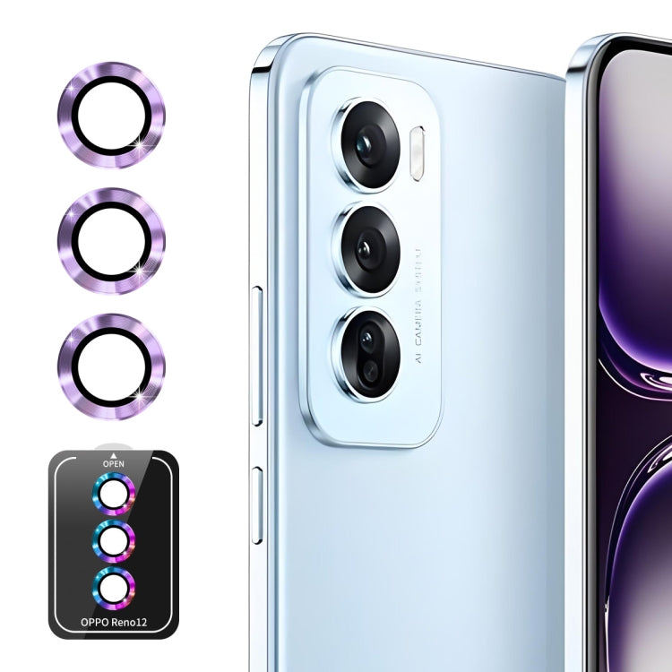 For OPPO Reno12 Global ENKAY Hat-Prince 9H Rear Camera Lens Aluminium Alloy Tempered Glass Film(Light Purple) - Reno12 Tempered Glass by ENKAY | Online Shopping UK | buy2fix