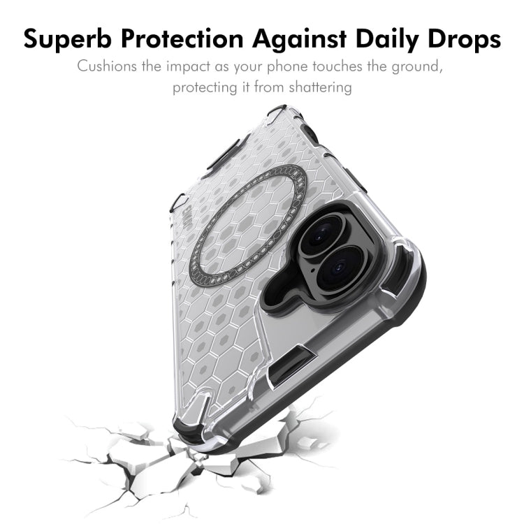 For iPhone 16 ENKAY Hat-Prince Honeycomb MagSafe Shockproof Phone Case with Large Arc Edge Film(White) - iPhone 16 Cases by ENKAY | Online Shopping UK | buy2fix