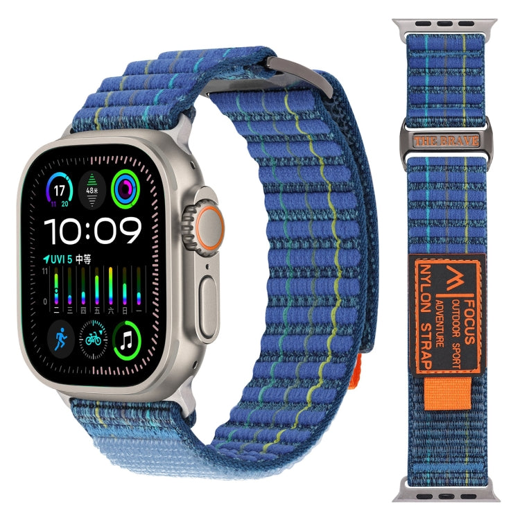 For Apple Watch Ultra 49mm Two Sections Nylon Hook and Loop Fastener Watch Band(Scuba Blue) - Watch Bands by buy2fix | Online Shopping UK | buy2fix