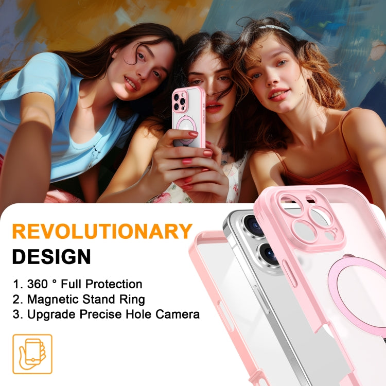 For iPhone 16 Pro Max Skin Feel Magsafe Holder 360 Full Body Phone Case(Pink) - iPhone 16 Pro Max Cases by buy2fix | Online Shopping UK | buy2fix