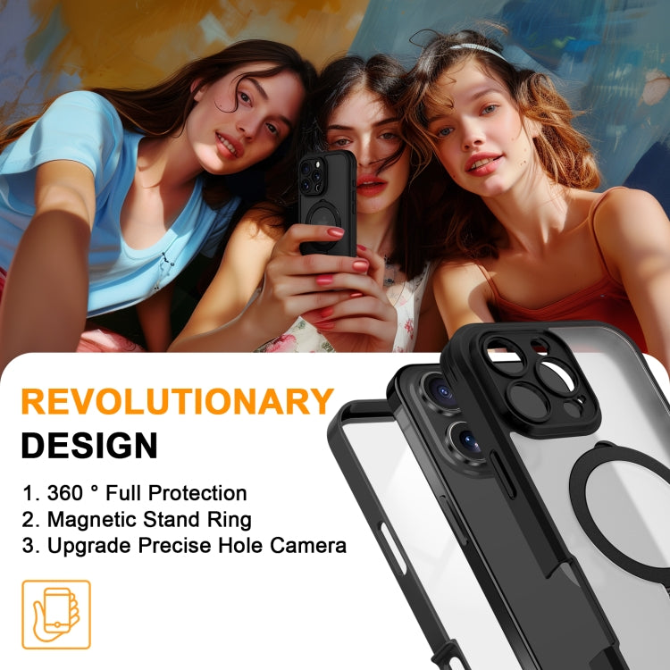 For iPhone 16 Pro Max Skin Feel MagSafe Holder 360 Full Body Phone Case(Black) - iPhone 16 Pro Max Cases by buy2fix | Online Shopping UK | buy2fix