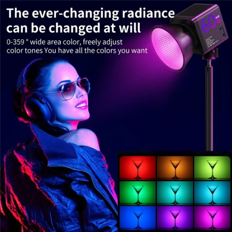 C60R 60W RGB Stage Lamp Professional Video Photography COB Fill Light, Plug:US Plug - Selfie Light by buy2fix | Online Shopping UK | buy2fix