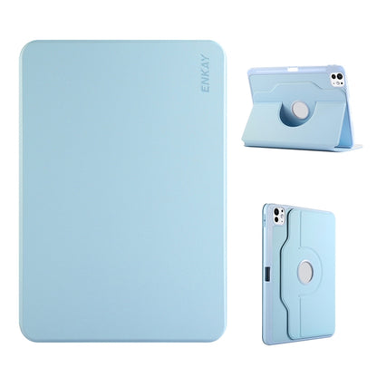 For iPad Pro 11 2024 ENKAY 360 Rotation TPU Leather Smart Tablet Case with Pen Slot(Light Blue) - iPad Pro 11 2024 Cases by ENKAY | Online Shopping UK | buy2fix