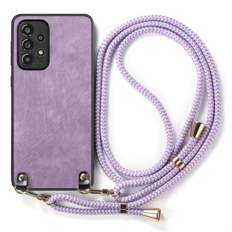 For Samsung Galaxy S25 5G Vintage Leather PC Back Cover Phone Case with Crossbody Strap(Purple) - Galaxy S25 5G Cases by buy2fix | Online Shopping UK | buy2fix