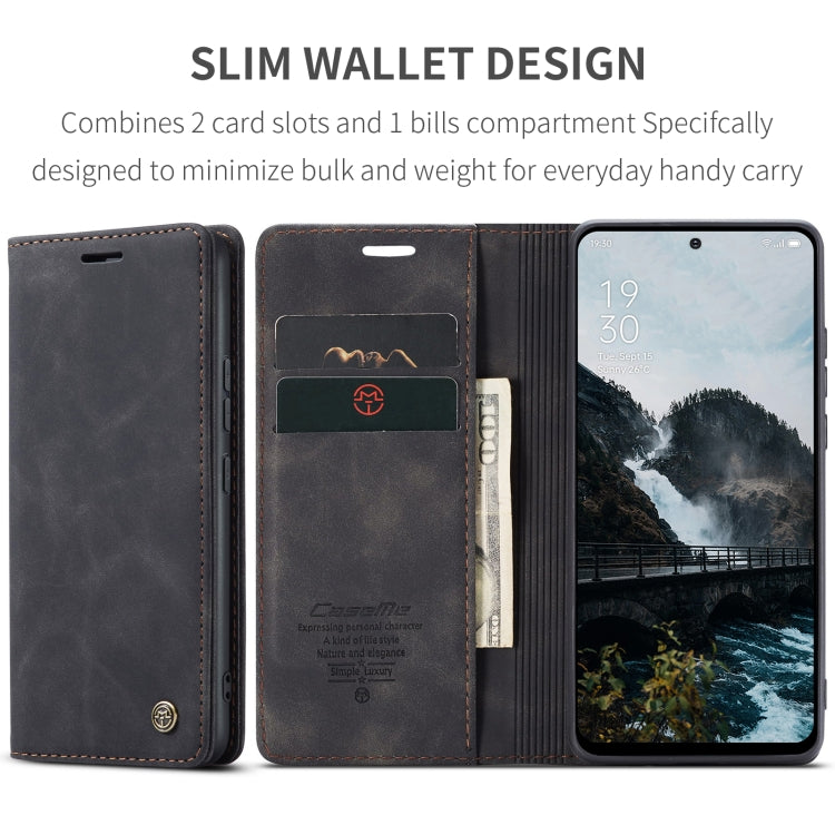 For OPPO Reno12 5G Global CaseMe 013 Multifunctional Horizontal Flip Leather Phone Case(Black) - Reno12 Cases by CaseMe | Online Shopping UK | buy2fix