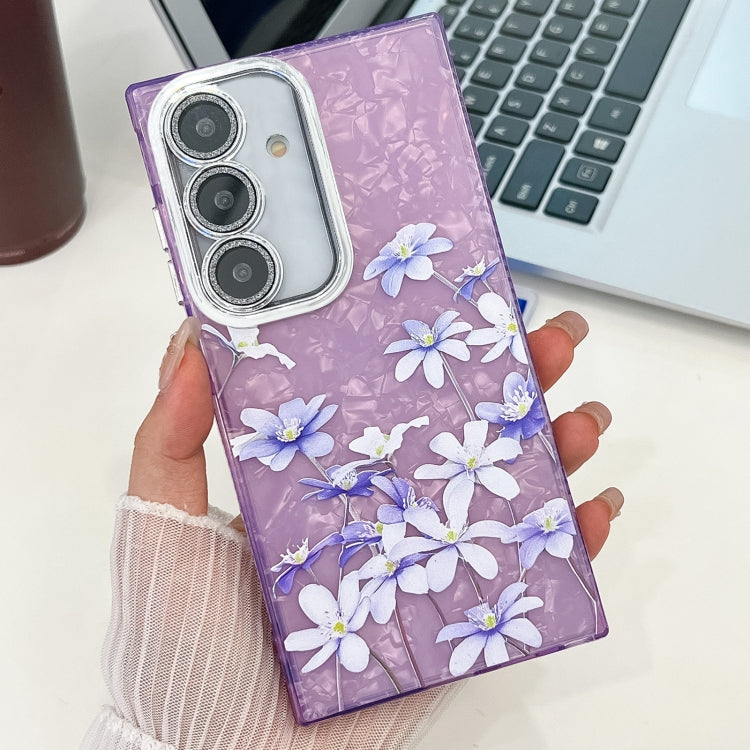 For Samsung Galaxy S25 5G Electroplating Flowers Plants Texture TPU Phone Case(Lilac Flowers FL16) - Galaxy S25 5G Cases by buy2fix | Online Shopping UK | buy2fix