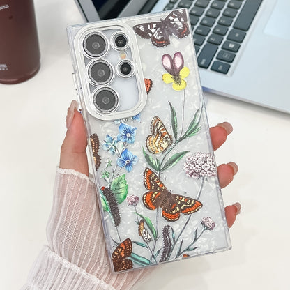 For Samsung Galaxy S25 Ultra 5G Electroplating Flowers Plants Texture TPU Phone Case(Butterfly Love Flower FL17) - Galaxy S25 Ultra 5G Cases by buy2fix | Online Shopping UK | buy2fix