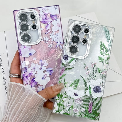 For Samsung Galaxy S25 5G Electroplating Flowers Plants Texture TPU Phone Case(Lavender FL3) - Galaxy S25 5G Cases by buy2fix | Online Shopping UK | buy2fix