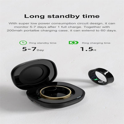 R09 SIZE 8 Smart Ring, Support Heart Rate / Blood Oxygen / Sleep Monitoring / Multiple Sports Modes(Black) - Smart Rings / Smart Telephones by buy2fix | Online Shopping UK | buy2fix