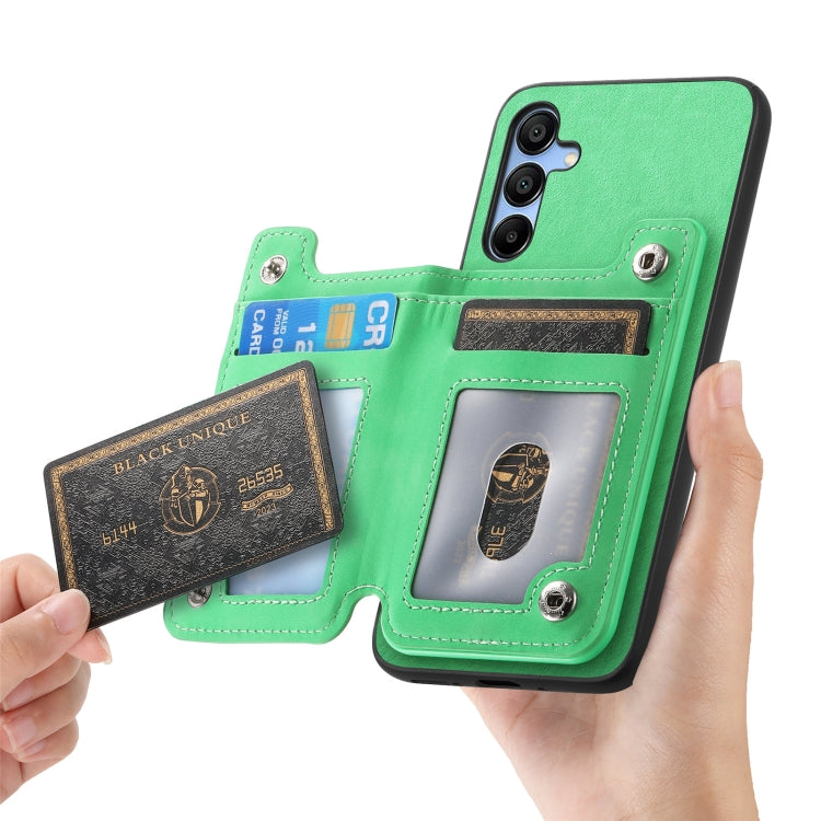 For Samsung Galaxy S25 5G Retro MagSafe Zipper Wallet Card Bag Back Phone Case(Green) - Galaxy S25 5G Cases by buy2fix | Online Shopping UK | buy2fix