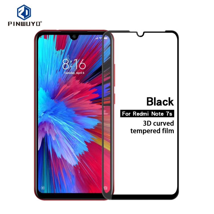 PINWUYO 9H 3D Curved Tempered Glass Film for XIAOMI RedMi NOTE7/Note7 Pro（black） -  by PINWUYO | Online Shopping UK | buy2fix