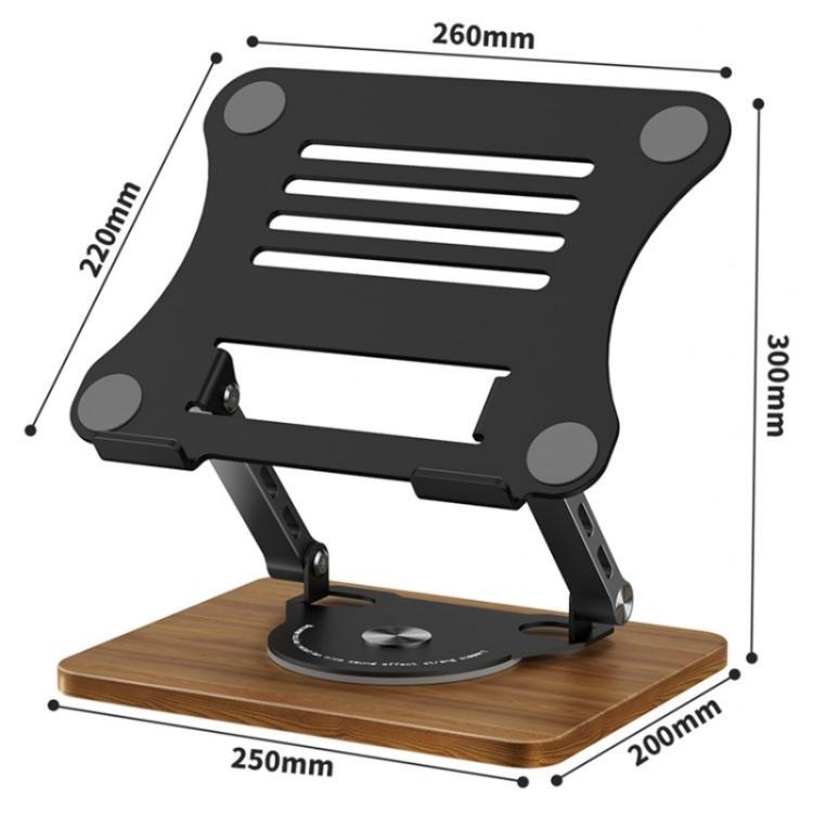 J31 Foldable 360-Degree Rotating Laptop Metal Wood Cooling Stand(Silver) - Laptop Stand by buy2fix | Online Shopping UK | buy2fix