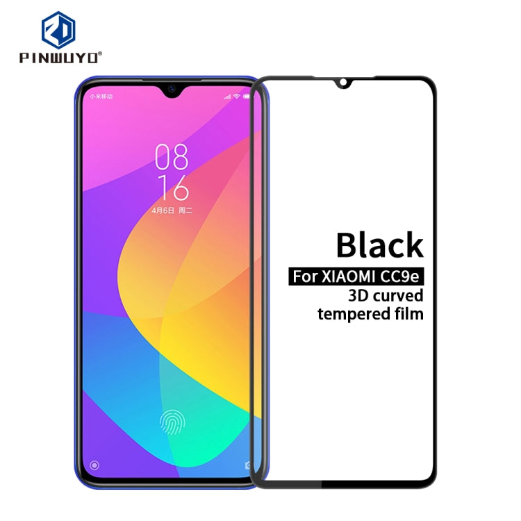 PINWUYO 9H 3D Curved Tempered Glass Film  for Xiaomi Mi CC9e / A3(Black) -  by PINWUYO | Online Shopping UK | buy2fix