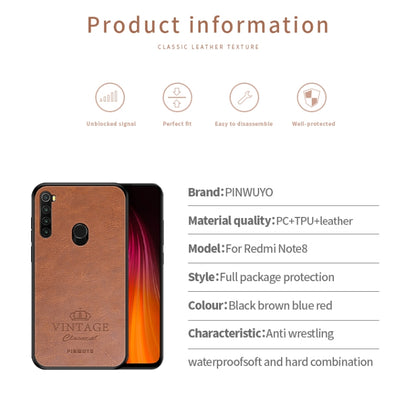 For Xiaomi RedMi Note 8 PINWUYO Pin Rui Series Classical Leather, PC + TPU + PU Leather Waterproof And Anti-fall All-inclusive Protective Shell(Brown) - Xiaomi Cases by PINWUYO | Online Shopping UK | buy2fix