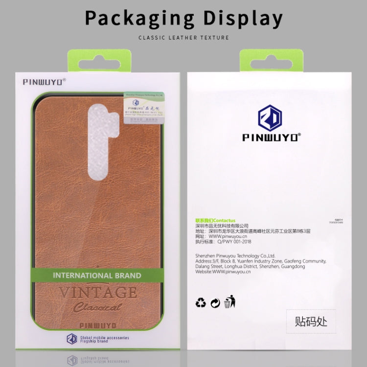 For Xiaomi RedMi Note 8 Pro PINWUYO Pin Rui Series Classical Leather, PC + TPU + PU Leather Waterproof And Anti-fall All-inclusive Protective Shell(Brown) - Xiaomi Cases by PINWUYO | Online Shopping UK | buy2fix