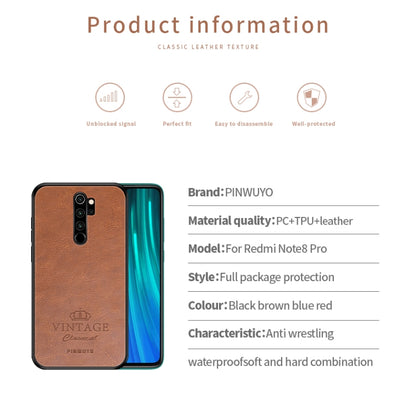 For Xiaomi RedMi Note 8 Pro PINWUYO Pin Rui Series Classical Leather, PC + TPU + PU Leather Waterproof And Anti-fall All-inclusive Protective Shell(Red) - Xiaomi Cases by PINWUYO | Online Shopping UK | buy2fix