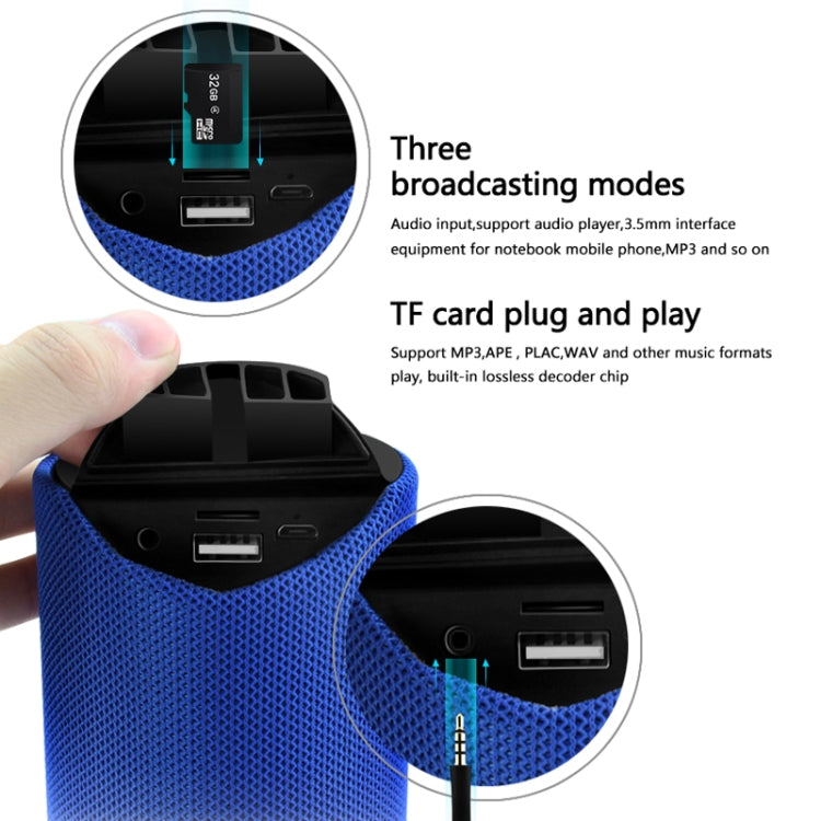 T&G TG113 Portable Bluetooth Speakers Waterproof Stereo Outdoor Loudspeaker MP3 Bass Sound Box with FM Radio(Blue) - Desktop Speaker by T&G | Online Shopping UK | buy2fix