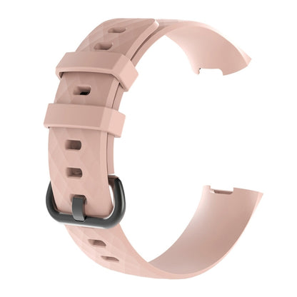 Diamond Pattern Silicone Watch Band for Fitbit Charge 4 Small Size：190*18mm(Pink) - Watch Bands by buy2fix | Online Shopping UK | buy2fix