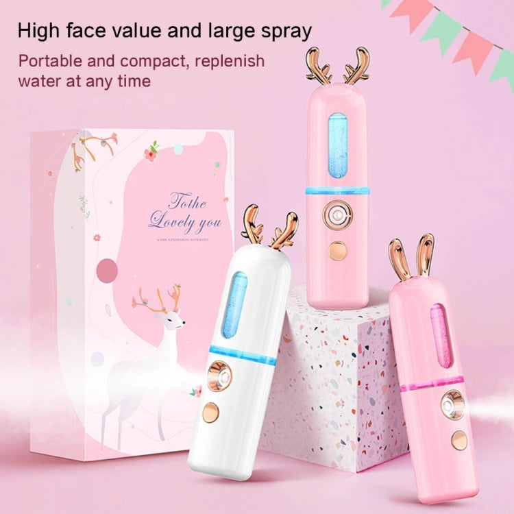 Facial Steamer Nano Spray Water Replenishing Instrument Portable Cold Spray Machine Charging Beauty Instrument Automatic Alcohol Sprayer, Style:Cute Deer(White) - Beauty Instrument by buy2fix | Online Shopping UK | buy2fix