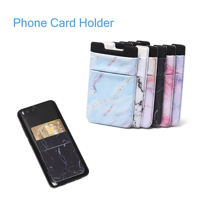 Marble Pattern Road Stretch Phone Back Plastic Card Holder Sticky Phone Clip(Black) - Card & Passport Bags by buy2fix | Online Shopping UK | buy2fix