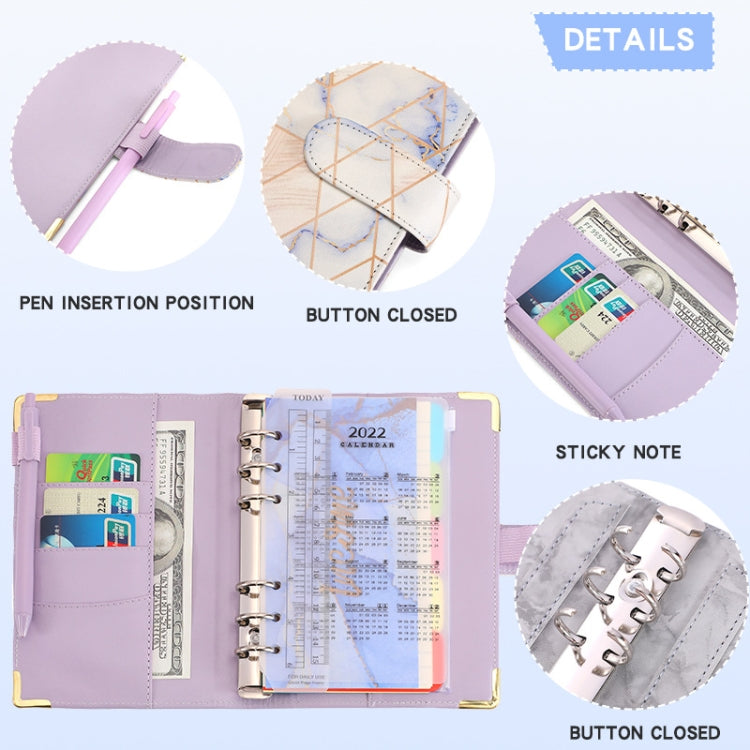 A6 Loose-leaf Notebook Budget Book Marbled Handbook,Style: Basic Model(Rose) - Notebooks by buy2fix | Online Shopping UK | buy2fix