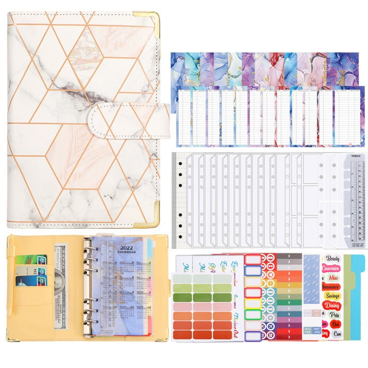 A6 Loose-leaf Notebook Budget Book Marbled Handbook,Style: Deluxe Model(Light Gray) - Notebooks by buy2fix | Online Shopping UK | buy2fix