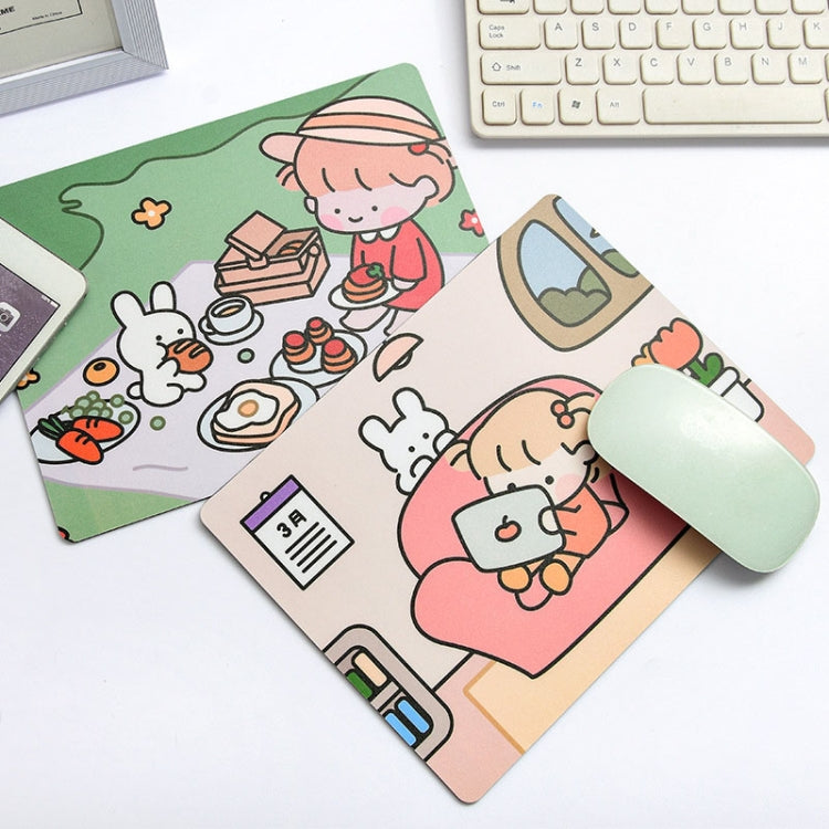 5 PCS Creative Cute Cartoon Rabbit Girl Mouse Pad Laptop Student Mouse Pad(Hide and seek) - Mouse Pads by buy2fix | Online Shopping UK | buy2fix