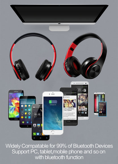 HIFI Stereo Wireless Bluetooth Headphone for Xiaomi iPhone Sumsamg Tablet, with Mic, Support SD Card & FM(Golden black) - Headset & Headphone by buy2fix | Online Shopping UK | buy2fix