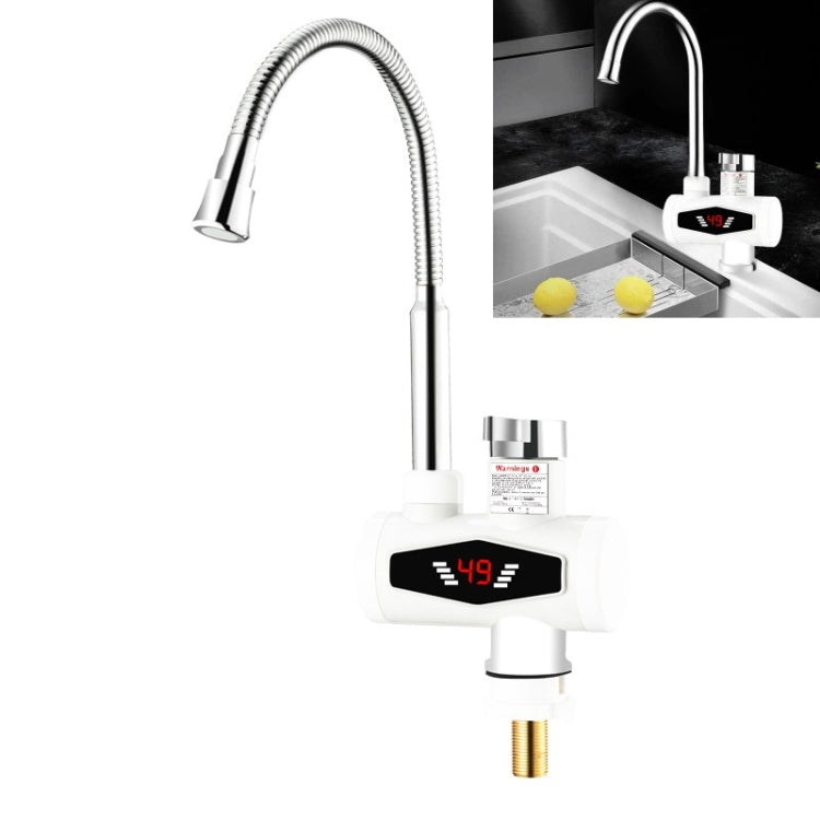 Dynamic Digital Display Instant Heating Electric Hot Water Faucet Kitchen&Domestic Hot&Cold Water Heater EU Plug, Style:Universal Tube - Faucets & Accessories by buy2fix | Online Shopping UK | buy2fix