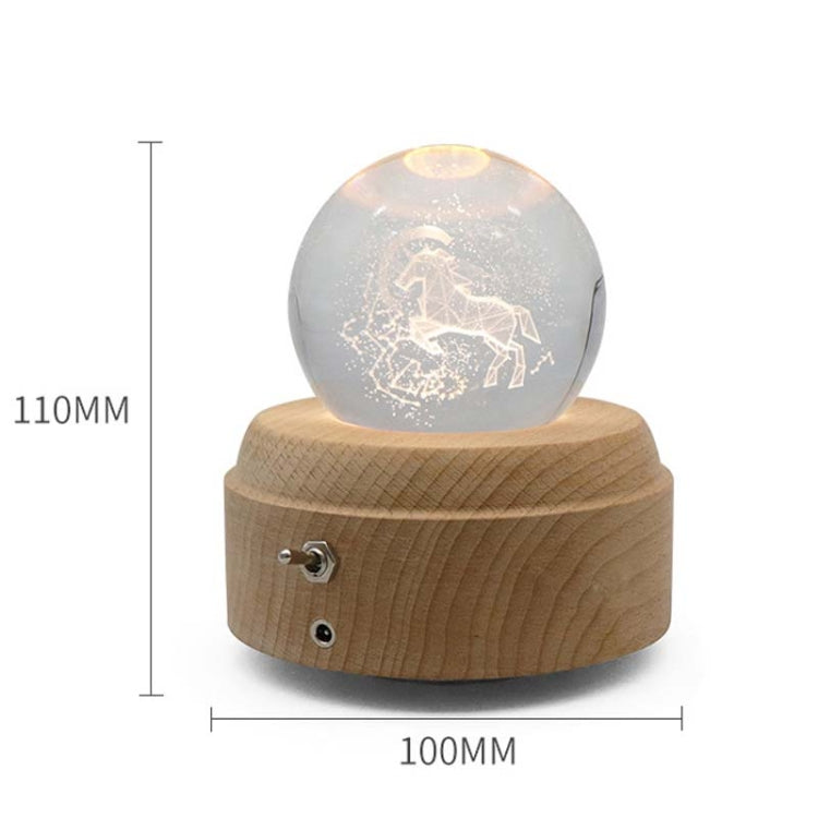 Girl Bedside Lamp Crystal Ball Wooden Base Music Box Charging Glow Rotating Night Light, Random Music(Merry Christmas) - Novelty Lighting by buy2fix | Online Shopping UK | buy2fix