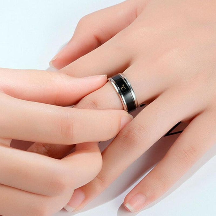 Smart Temperature Ring Stainless Steel Personalized Temperature Display Couple Ring, Size: 7(Black) - Rings by buy2fix | Online Shopping UK | buy2fix