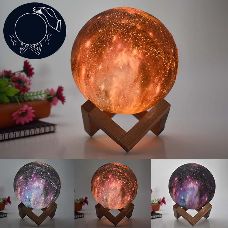 1W 3D Moon Lamp Children Gift Table Lamp Painted Starry Sky LED Night Light, Light color: 20cm Pat Control 3-colors - Night Lights by buy2fix | Online Shopping UK | buy2fix