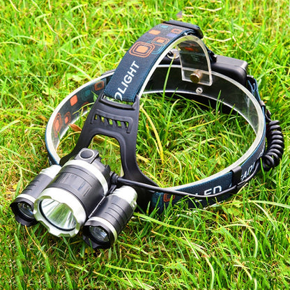 Strong Light Long-Range Rechargeable Three-Head Lamp Outdoor Fishing Lamp Led Head-Mounted Flashlight (3T6 2 Batteries) - Headlamp by buy2fix | Online Shopping UK | buy2fix