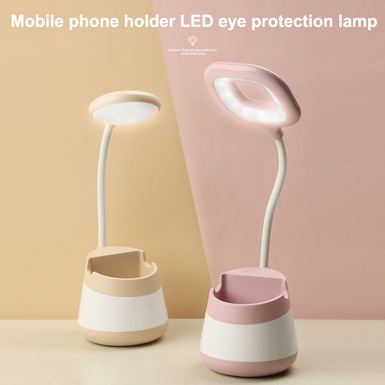 USB Charging LED Desk Light Eye Protection Lamp with Pen Holder and Phone Holder(CS276-3 Yellow) - Desk Lamps by buy2fix | Online Shopping UK | buy2fix