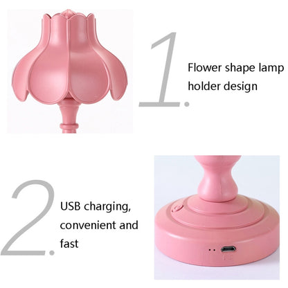 Retro Charging Table Lamp Bedroom Bed LED Eye Protection Light(LD04 Flower Hat Yellow) - Bedside Light by buy2fix | Online Shopping UK | buy2fix