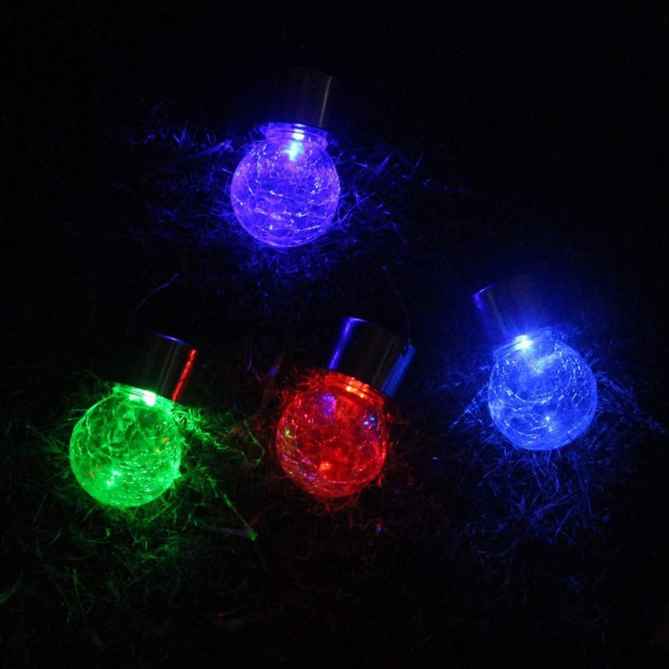 12 PCS Crackle Ball Solar Chandelier Outdoor Garden Courtyard Holiday Decoration Light With Clip(White Light) - Solar Lights by buy2fix | Online Shopping UK | buy2fix