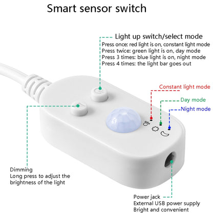LED Light Strip USB Human Intelligent Induction Waterproof Light Strip 2835 Patch Cabinet Wardrobe Soft Light Strip 0.5m(3000K Warm White) - Sensor LED Lights by buy2fix | Online Shopping UK | buy2fix