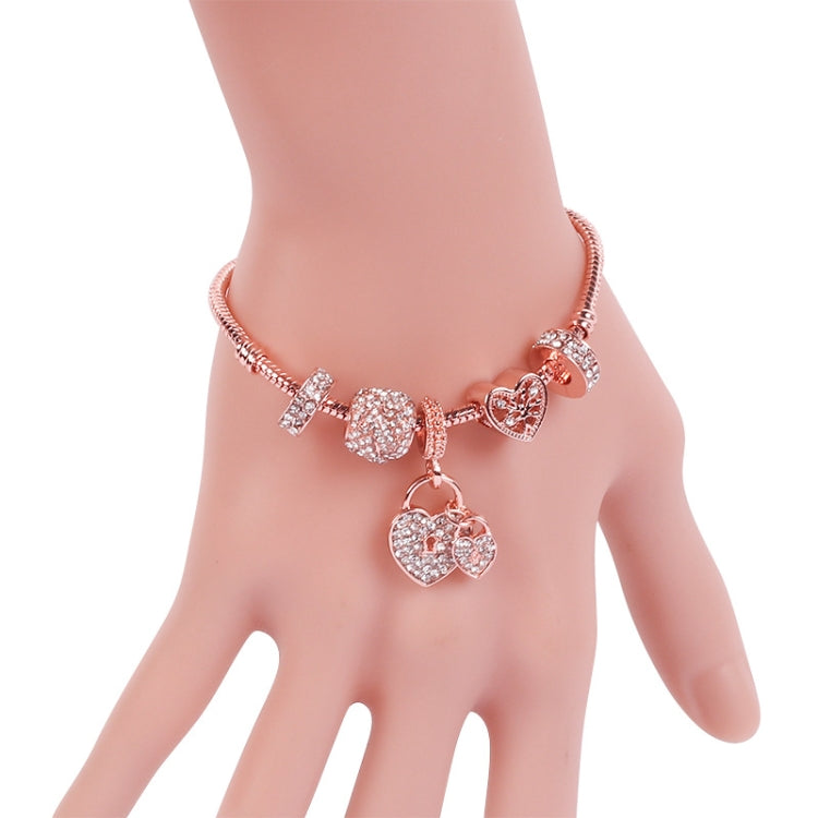 SL128 18cm Women Rose Gold Beaded Bracelet - Bracelets by buy2fix | Online Shopping UK | buy2fix