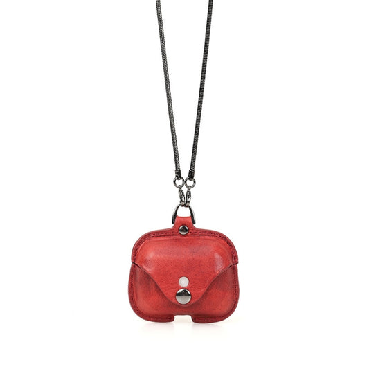 CONTACTS FAMILY CF1122A  AirPods Pro Leather Protective Case with Necklace for AirPods Pro(Red) - For AirPods Pro by CONTACTS FAMILY | Online Shopping UK | buy2fix