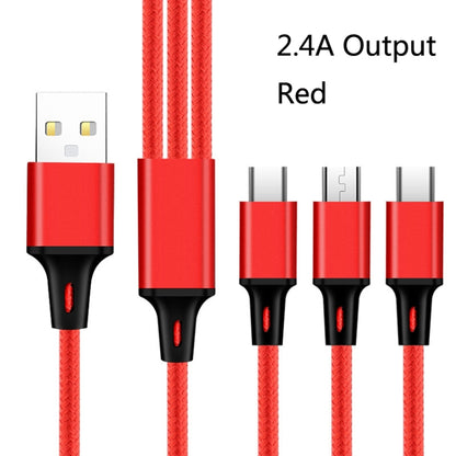 2 PCS ZZ034 USB To 8 Pin + USB-C / Type-C + Micro USB 3 In 1 Fast Charging Cable, Style: Mini-Red - Multifunction Cable by buy2fix | Online Shopping UK | buy2fix