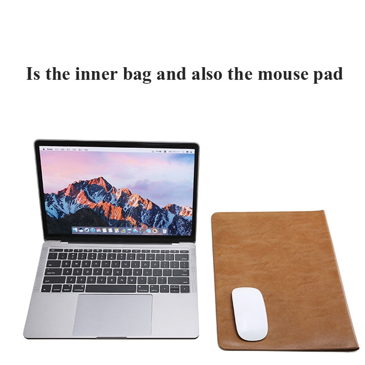 Horizontal Litchi Texture Laptop Bag Liner Bag For MacBook 15.4 Inch A1398(Liner Bag+Power Bag Golden) - Protective Bags by buy2fix | Online Shopping UK | buy2fix