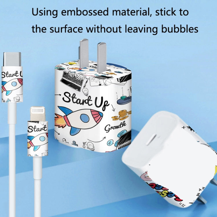 4 Sets PVC Creative Stickers For 18W/20W US Plug Charger & Type-C to 8 Pin Data Cable(047) - iPhone Stickers by buy2fix | Online Shopping UK | buy2fix