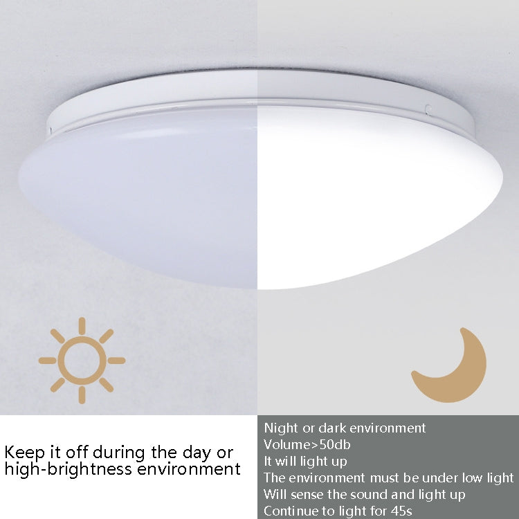 LED Sound Light Control Ceiling Lamp Round Corridor Intelligent Sensor Lamp, Power source: 12W 270mm(White) - Sensor LED Lights by buy2fix | Online Shopping UK | buy2fix